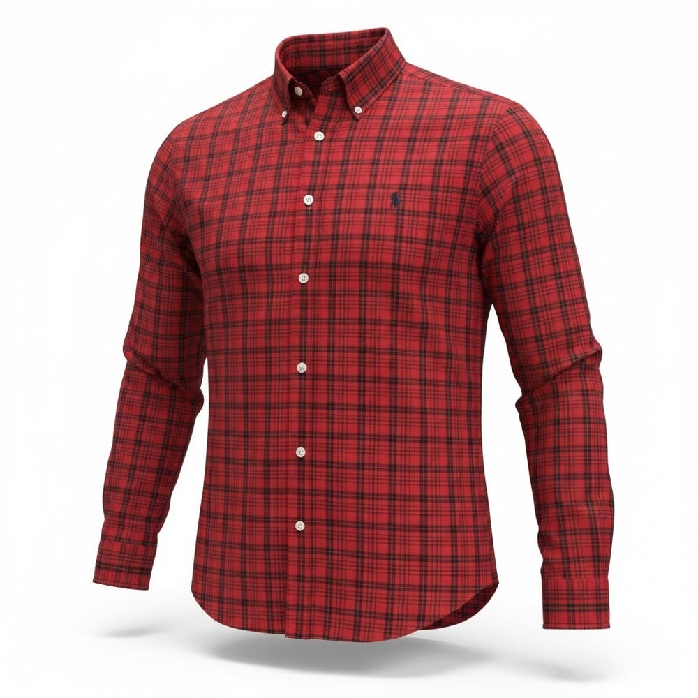 Polo Ralph Lauren Mens XL Classic Fit Red Black Plaid Button Down Shirt L/S